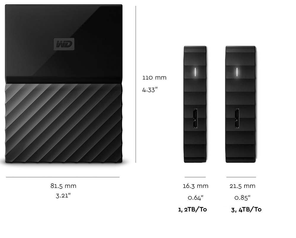 WD 4TB My Passport External Hard Drive, 2.5", USB 3.2 Gen1, Hardware Encryption, Backup Software, Black