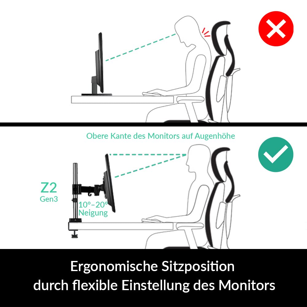 Arctic Z2 (Gen 3) Dual Monitor Arm with 4-Port USB 2.0 Hub, Up to 34" Monitors / 29" Ultrawide, 180° Swivel, 360° Rotation