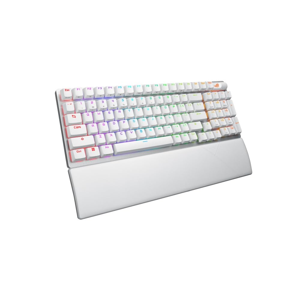 Asus ROG STRIX SCOPE II 96 Wireless Mechanical RGB Gaming Keyboard, 96% Layout, Streamer Hotkeys, Multifunction Controls, Sound-Dampening, White