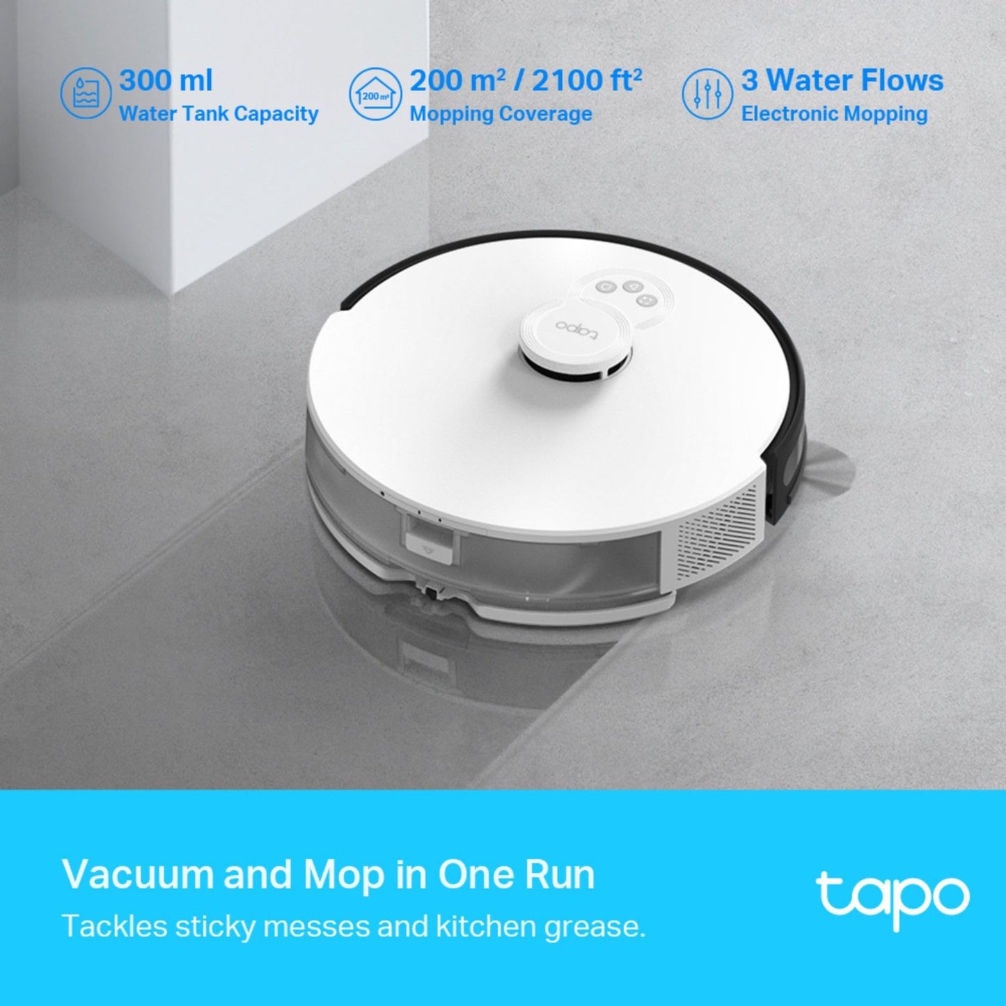 TP-LINK (TAPO RV30) LiDAR Navigation Robot Vacuum & Mop, 4200Pa Hyper Suction, 3-Hour Battery, Auto-Charging, Voice/Remote Control