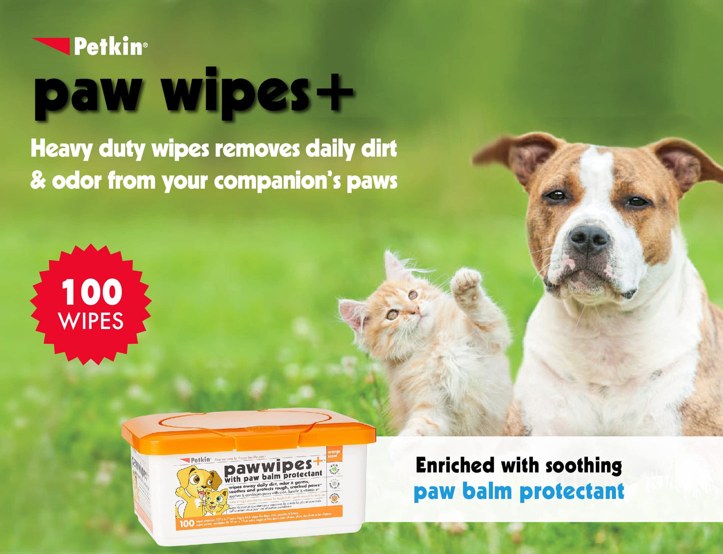 Petkin Paw Wipes, White, 100 Count (Pack of 1)