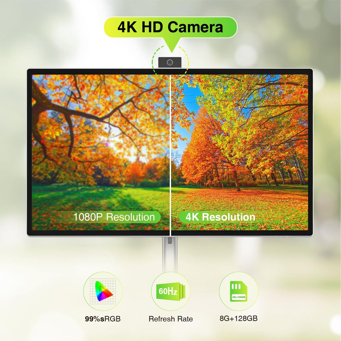 Dahua 31.5" Explorer Movable Smart Android 4K Touchscreen Monitor (DHI-LM32-U400P), 4-Hour Battery, 8MP Webcam, Speakers, Mic