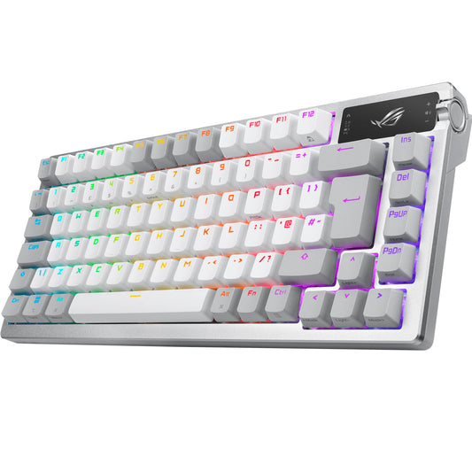 Asus ROG AZOTH Compact 75% Mechanical RGB Gaming Keyboard, Wireless/Btooth/USB, Hot-Swap ROG NX Snow Switches, OLED Display, Control Knob, Mac Support