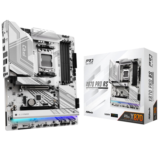 Asrock X870 PRO RS, AMD X870, AM5, ATX, 4 DDR5, HDMI, 2 USB4, 2.5G LAN, RGB, 3x M.2