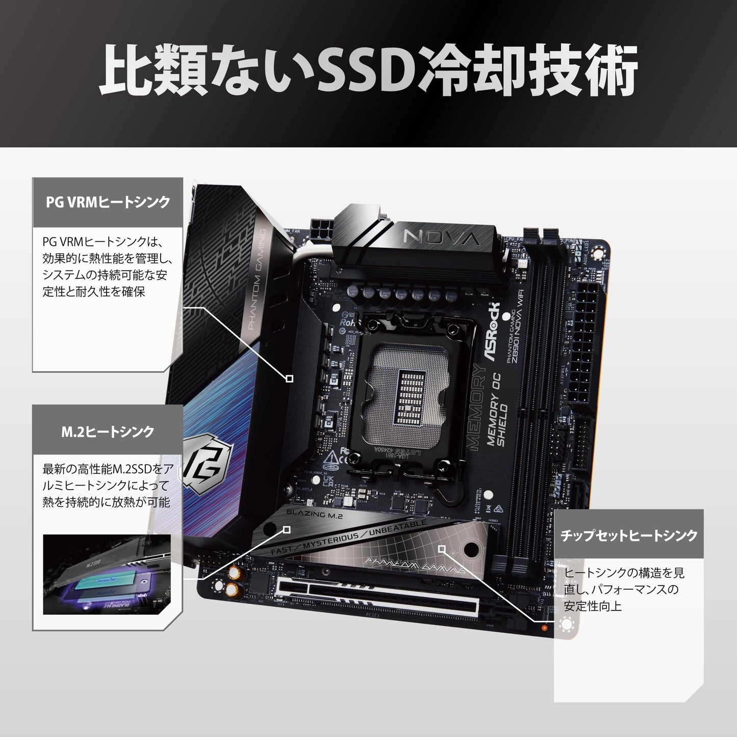 Asrock Z890I NOVA WIFI, Intel Z890, 1851, Mini ITX, 2 DDR5, HDMI, 2 TB4, Wi-Fi 7, 5G LAN, RGB, 3x M.2