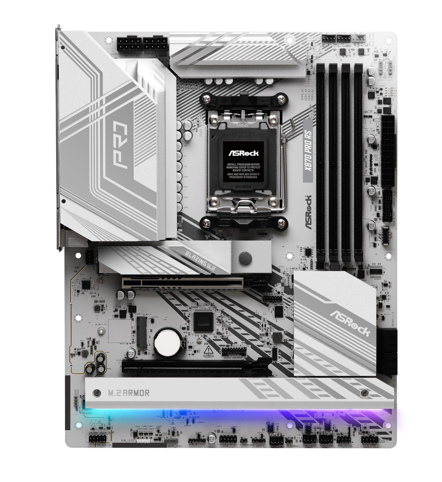 Asrock X870 PRO RS, AMD X870, AM5, ATX, 4 DDR5, HDMI, 2 USB4, 2.5G LAN, RGB, 3x M.2