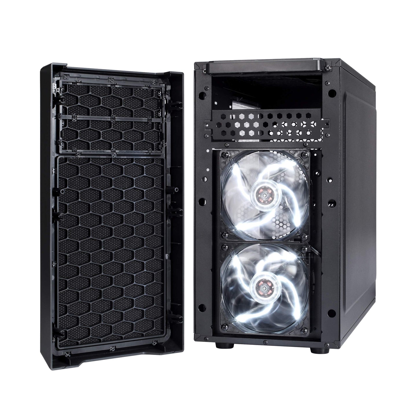 Fractal Design Focus G Mini (Black) Gaming Case w/ Clear Window, Micro ATX, 2 White LED Fans, Kensington Bracket, Filtered Front, Top & Base Air Intakes