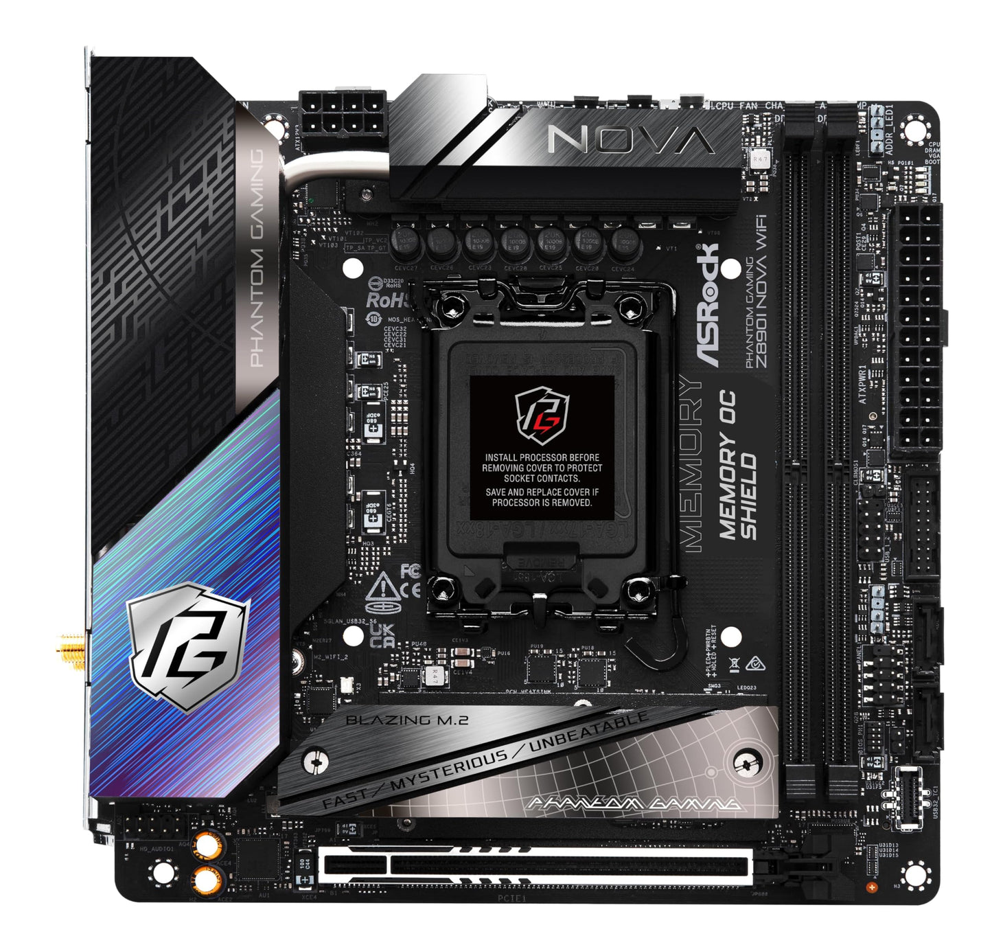 Asrock Z890I NOVA WIFI, Intel Z890, 1851, Mini ITX, 2 DDR5, HDMI, 2 TB4, Wi-Fi 7, 5G LAN, RGB, 3x M.2