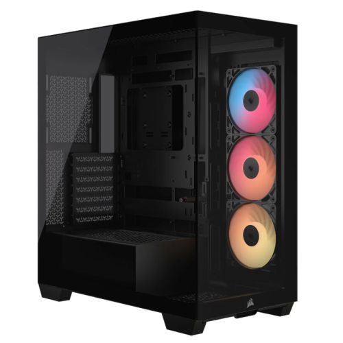 CSH Online Shop Corsair 3500X RS-R ARGB Gaming Case w/ Glass Side & Front, E-ATX, 3x Reverse ARGB Fans, USB-C, Asus BTF Compatible, Black CORSAIR