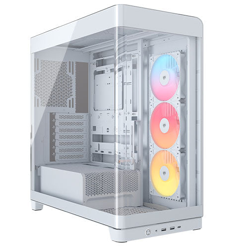 CSH Online Shop Corsair FRAME 4500X RS-R ARGB Gaming Case w/ Glass Side & Front, E-ATX, 3x RS120-R ARGB Fans, InfiniRail Fan Mounting, USB-C, Asus BTF Compatible, White CORSAIR