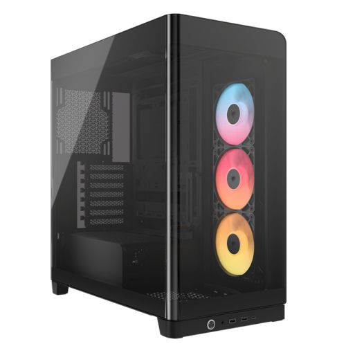CSH Online Shop Corsair FRAME 4500X RS-R ARGB Gaming Case w/ Glass Side & Front, E-ATX, 3x RS120-R ARGB Fans, InfiniRail Fan Mounting, USB-C, Asus BTF Compatible, Black CORSAIR