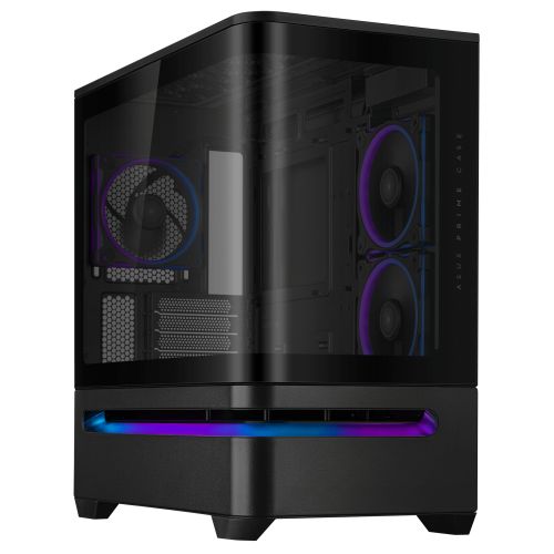 CSH Online Shop Asus Prime AP202 ARGB Gaming Case w/ Curved Glass Panel, Micro ATX, 3x ARGB Fans, ARGB Light Band, 420mm GPU Support, USB-C 20Gbps, Black ASUS