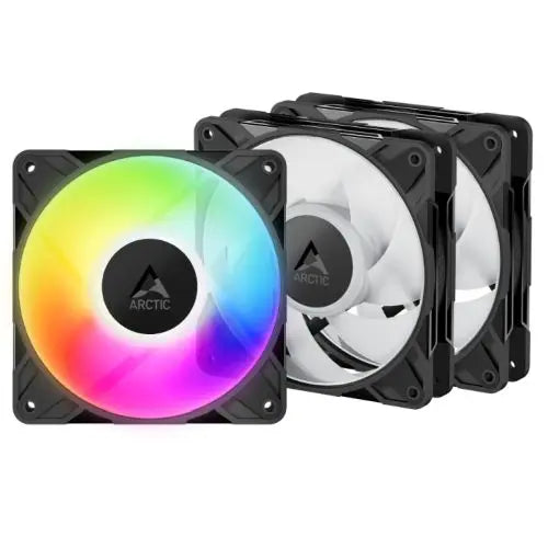 CSH Online Shop ARCTIC P12 Pro ARGB 12cm PWM Case Fans w/ Cable Splitters (3 Pack), Fluid Dynamic Bearing, 600-3000 RPM, Black ARCTIC