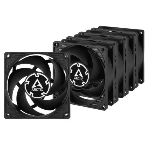 CSH Online Shop ARCTIC P8 Silent Pressure-optimised Extra Quiet 8cm Case Fans (5 Pack), Black, Fluid Dynamic, 1600 RPM, Black ARCTIC