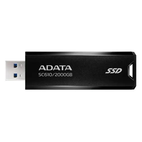 CSH Online Shop Adata SC610 2TB Pocket Size External SSD, USB 3.2 Gen2 Type-A, Capless Retractable Design, Key Ring ADATA