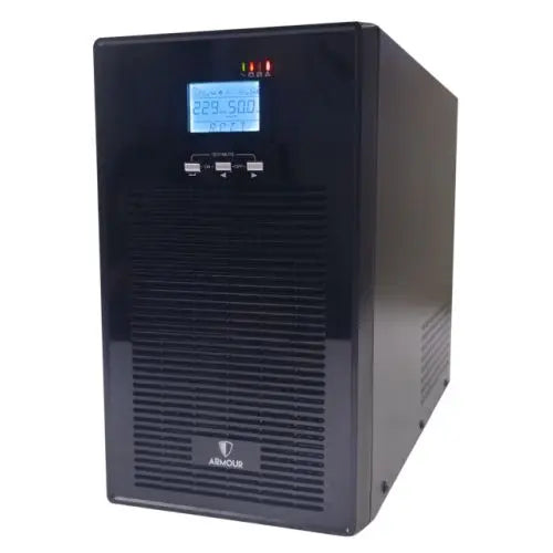 CSH Online Shop Armour 3000VA UPS, 2400W, LCD Display, 2x UK Plug, 2x RJ45, 3x IEC, USB, Brown Box VIDA