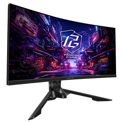 CSH Online Shop Asrock 34" Phantom Gaming WQHD Curved Gaming Monitor (PG34QRT3A), 3440 x 1440, 1ms, 2 HDMI, 2 DP, 180Hz, Mini-OLED, Tilt/Swivel/Height Adjust., RGB, VESA ASROCK