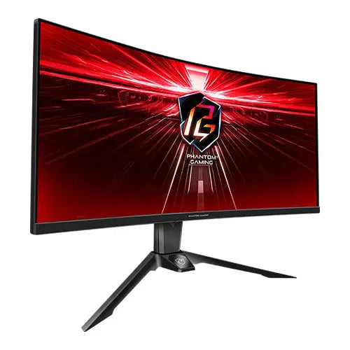 CSH Online Shop Asrock 34" Phantom Gaming WQHD Curved Gaming Monitor (PG34WQ15R2B), 3440 x 1440, 1ms, 2 HDMI, DP, 165Hz, Tilt/Swivel/Height Adjust., VESA ASROCK