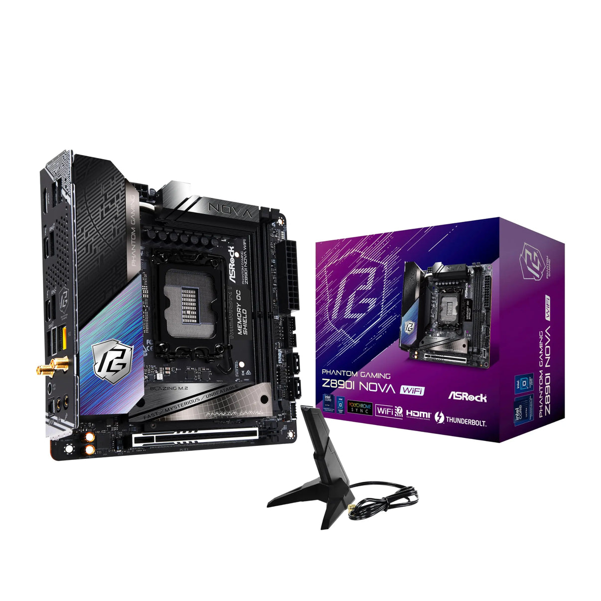 CSH Online Shop Asrock Z890I NOVA WIFI, Intel Z890, 1851, Mini ITX, 2 DDR5, HDMI, 2 TB4, Wi-Fi 7, 5G LAN, RGB, 3x M.2 ASROCK