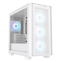 CSH Online Shop Asus A21 Plus ARGB Gaming Case w/ Glass Window, Micro ATX, 4x ARGB Fans, 380mm GPU & 360mm Radiator Support, Asus BTF Compatible, White ASUS