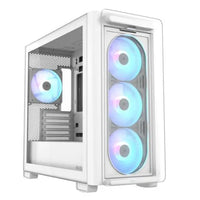 CSH Online Shop Asus A23 PLUS ARGB Gaming Case w/ Glass Side and Front, Micro ATX, 4x ARGB Fans, 380mm GPU & 360mm Radiator Support, USB-C, Asus BTF Compatible, White ASUS