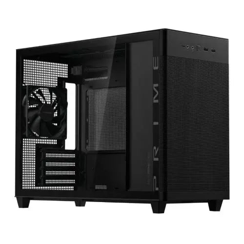 CSH Online Shop Asus Prime AP201 Gaming Case w/ Tempered Glass Window, Micro ATX, USB-C, Tool-free Panels, 338mm GPU & 360mm Radiator Support, Black ASUS
