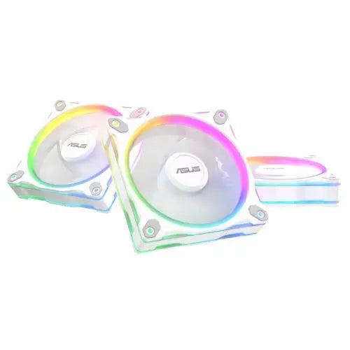 CSH Online Shop Asus Prime MR120 ARGB Reverse Blade 120mm PWM Case Fans (3 Pack), Sleeve Bearing, 28mm Frame, Dual-Sided Lighting, 1600 RPM, White ASUS
