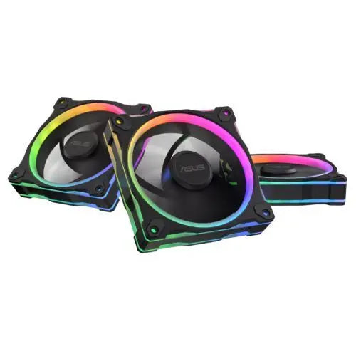 CSH Online Shop Asus Prime MR120 ARGB Reverse Blade 12cm PWM Case Fans (3 Pack), Sleeve Bearing, 28mm Frame, Dual-Sided Lighting, 1600 RPM, Black ASUS