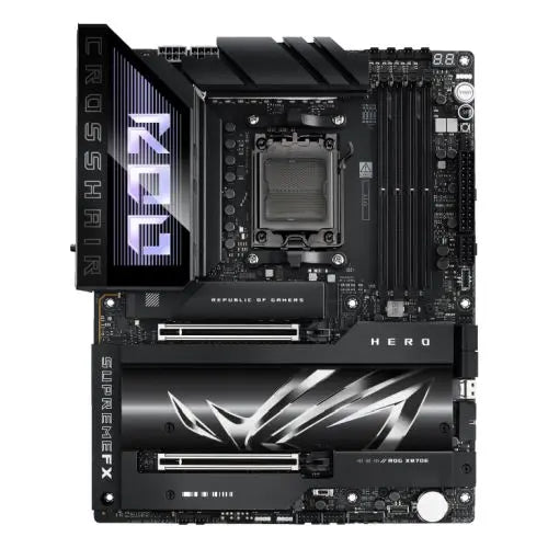 CSH Online Shop Asus ROG CROSSHAIR X870E HERO, AMD X870E, AM5, ATX, 4 DDR5, HDMI, 2 USB4, Wi-Fi 7, 5G & 2.5G LAN, PD 60W, RGB, 5x M.2 ASUS