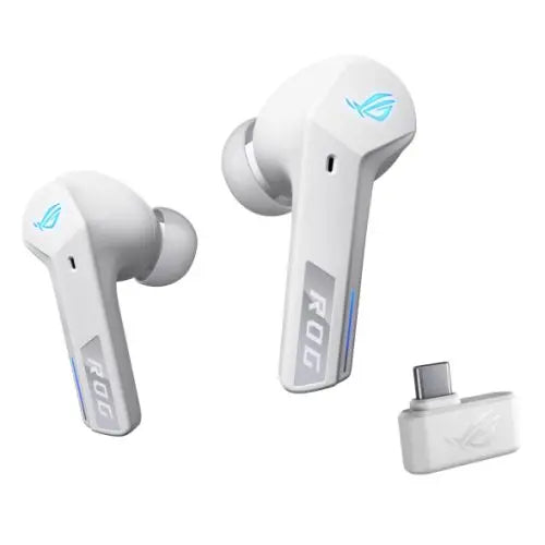 CSH Online Shop Asus ROG Cetra True Wireless SpeedNova Moonlight White Gaming Earphones, SpeedNova Wireless/Bluetooth, Adaptive ANC, AI Mics, 46-Hour Battery, Hybrid Multipoint, RGB Lighting ASUS