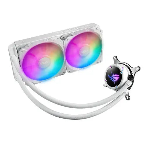 CSH Online Shop Asus ROG STRIX LC II 240 ARGB Liquid CPU Cooler, 240mm, 7th Gen Asetek Pump, 2 x ARGB PWM Fans & ARGB Pump Cover, White ASUS