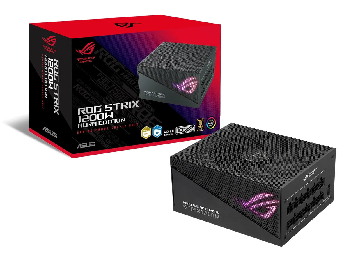 CSH Online Shop Asus ROG Strix 1200W Gold Aura Edition PSU, Fully Modular, 80+ Gold, ATX 3.0, PCIe 5.0, RGB Lighting, Lambda A+ ASUS