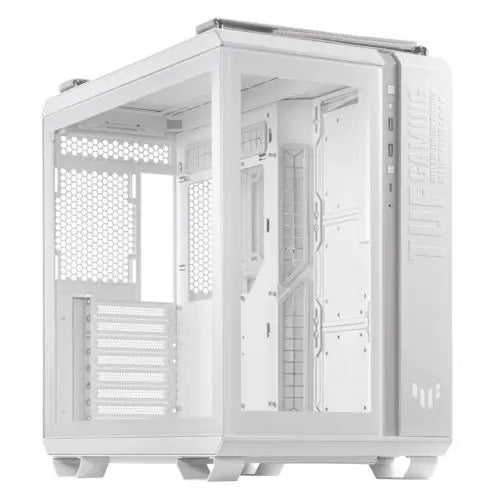 CSH Online Shop Asus TUF Gaming GT502 Case w/ Front & Side Glass Window, ATX, Dual Chamber, Modular Design, LED Control Button, USB-C, Carry Handles, White ASUS