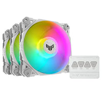 CSH Online Shop Asus TUF Gaming TF120 ARGB 12cm PWM Case Fans (3 Pack), Fluid Dynamic Bearing, Double-layer LED Array, Up to 1900 RPM, ARGB Hub included, White Edition ASUS