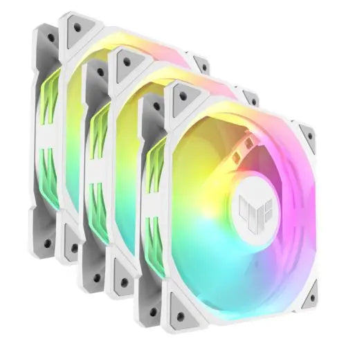 CSH Online Shop Asus TUF Gaming TR120 ARGB 12cm PWM Case Fans (3 Pack), Hydraulic  Bearing, 28mm Frame, Double-layer LED Matrix Design, 2000 RPM, White ASUS