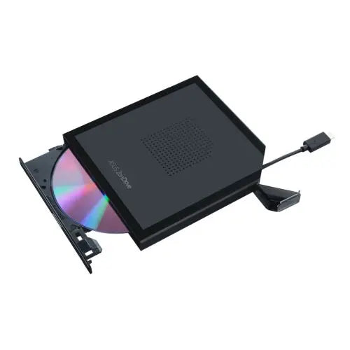 CSH Online Shop Asus (ZenDrive V1M) External Slimline DVD Re-Writer w/ Built-in Cable, USB-C, 8x, Encryption, M-Disc Support, Nero BackItUp, Black ASUS