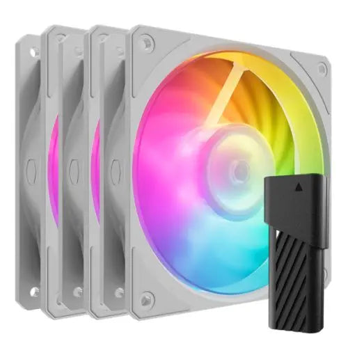 CSH Online Shop Cooler Master Mobius 120P ARGB PWM 12cm Case Fans (3-Pack), Ring Blade Design, 0-2400 RPM, Loop Dynamic Bearing, White, ARGB Controller Included COOLER MASTER