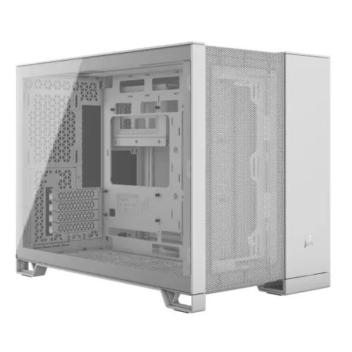 CSH Online Shop Corsair 2500D Airflow Dual Chamber Gaming Case w/ Glass Window, Micro ATX, Fully Mesh Panelling, USB-C, Asus BTF Compatible, White CORSAIR