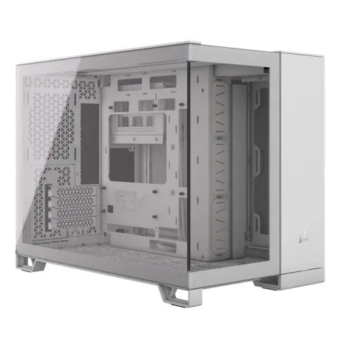 CSH Online Shop Corsair 2500X Dual Chamber Gaming Case w/ Glass Side & Front, Micro ATX, Mesh Panels, USB-C, Asus BTF Compatible, White CORSAIR