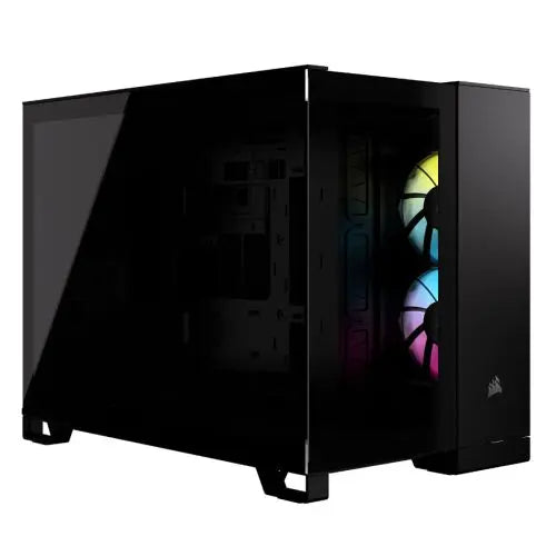 CSH Online Shop Corsair 2500X RGB Dual Chamber Gaming Case w/ Glass Side & Front, Micro ATX, 2x RGB Fans, Mesh Panels, USB-C, Asus BTF Compatible, Black CORSAIR