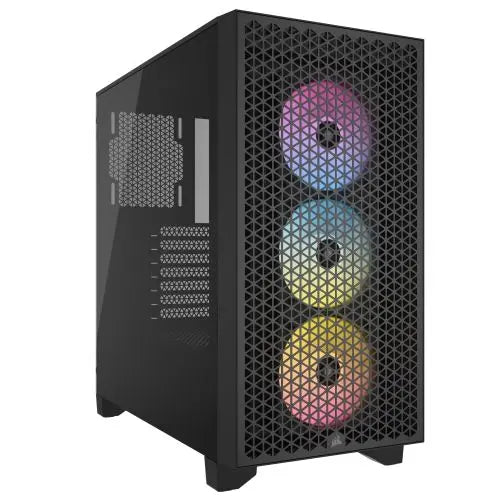 CSH Online Shop Corsair 3000D RGB Airflow Gaming Case w/ Glass Window, ATX, 3x AR120 RGB Fans, GPU Cooling, 4-Slot GPU Support, High-Airflow Front, Black CORSAIR