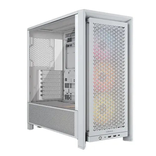 CSH Online Shop Corsair FRAME 4000D RS ARGB Modular Gaming Case w/ Glass Side, E-ATX, 3x ARGB Fans, InfiniRail Fan Mounting, USB-C, Asus BTF Compatible, White CORSAIR