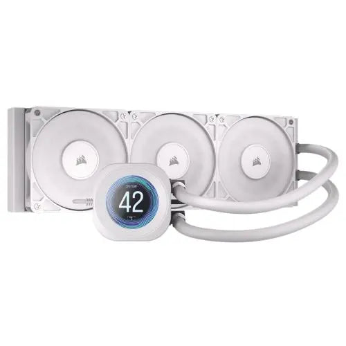 CSH Online Shop Corsair NAUTILUS 360 RS LCD Liquid CPU Cooler, Personalised LCD Screen, RS120 Magnetic Dome Fans, Daisy-Chain Connections, White CORSAIR