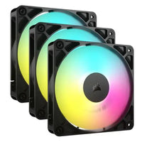 CSH Online Shop Corsair RS120 ARGB PWM 12cm Case Fans (3 Pack), Magnetic Dome Bearing, Daisy-Chain 4-Pin, 2100 RPM, AirGuide Tech, Black CORSAIR