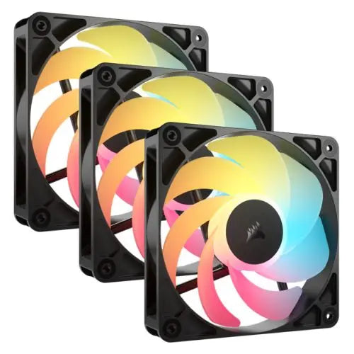CSH Online Shop Corsair RS120-R ARGB 12cm PWM Reverse Blade RGB Case Fans (3-Pack), 8 RGB LEDs, Daisy-Chain, Magnetic Dome Bearing, 2100 RPM, Black CORSAIR