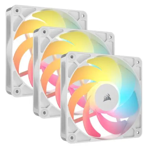 CSH Online Shop Corsair RS120-R ARGB 12cm PWM Reverse Blade RGB Case Fans (3-Pack), 8 RGB LEDs, Daisy-Chain, Magnetic Dome Bearing, 2100 RPM, White CORSAIR