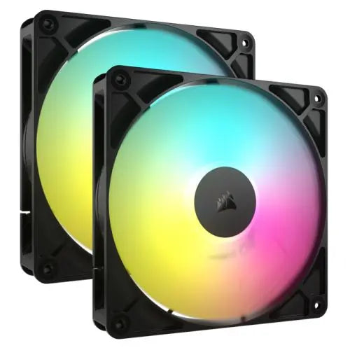 CSH Online Shop Corsair RS140 ARGB PWM 14cm Case Fans (2 Pack), Magnetic Dome Bearing, Daisy-Chain 4-Pin, 1700 RPM, AirGuide Tech, Black CORSAIR