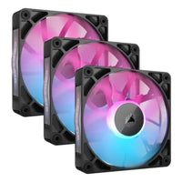 CSH Online Shop Corsair iCUE LINK RX120 RGB 12cm PWM Case Fans (3 Pack), 8 ARGB LEDs, Magnetic Dome Bearing, 2100 RPM, iCUE LINK Hub Included, Black CORSAIR
