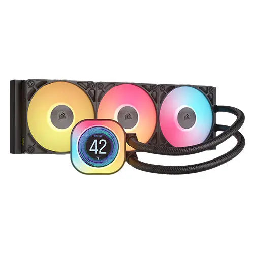 CSH Online Shop Corsair iCUE LINK TITAN 360 RX LCD RGB Liquid CPU Cooler, RX120 RGB Magnetic Dome Fans, Personalised LCD Screen, iCUE LINK Hub Included, Black CORSAIR