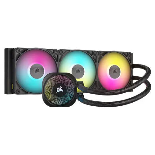 CSH Online Shop Corsair iCUE LINK TITAN 360 RX RGB Liquid CPU Cooler, RX120 RGB Magnetic Dome Fans, 20 LED Pump Head, iCUE LINK Hub Included, Black CORSAIR